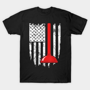 Vintage American Flag Plumber 4th of July Patriotic Plumbing T-Shirt